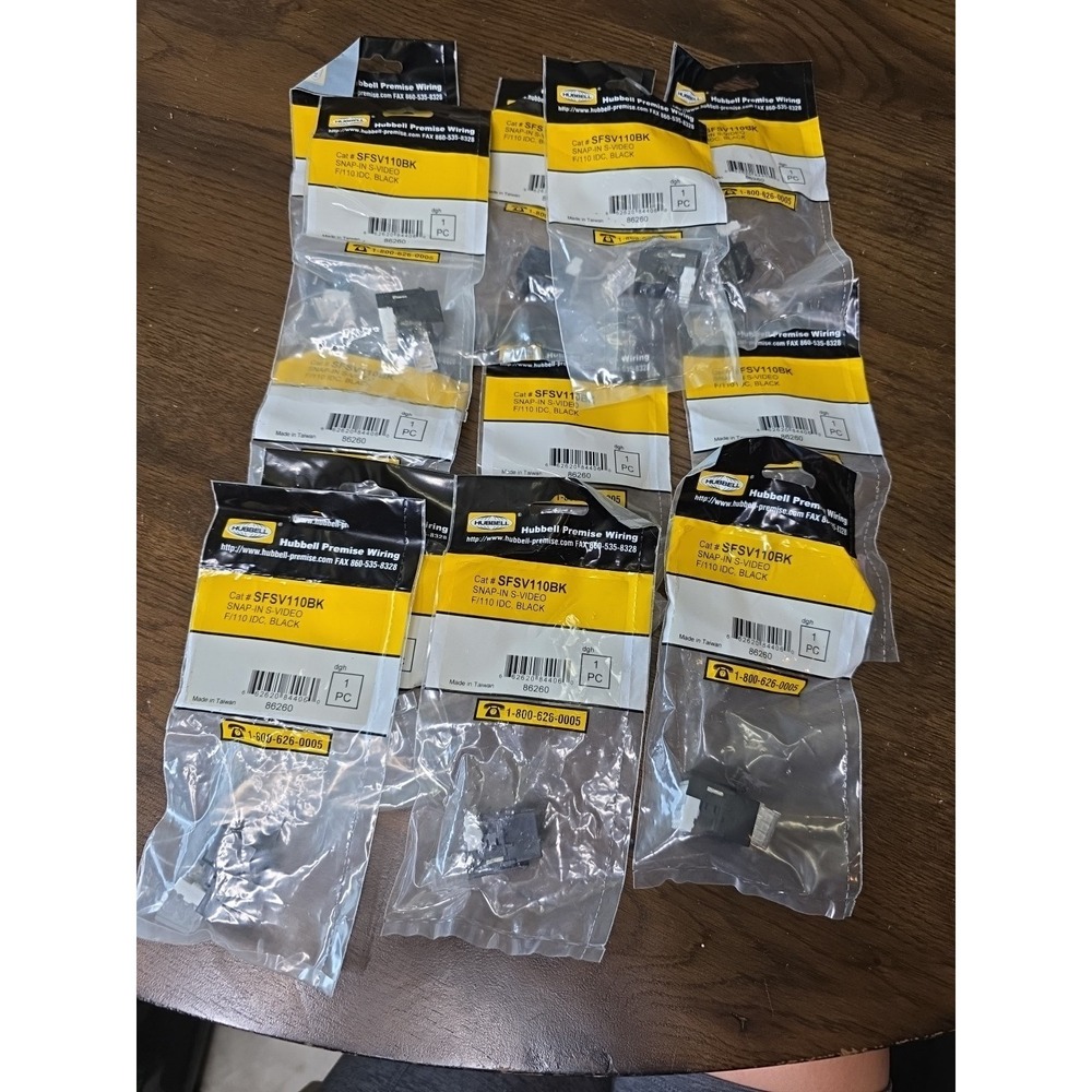 12 Hubbell SFSV110BK Snap In‎ S-Video F/110 IDC, Black Color - NEW 12 Pieces